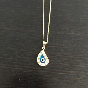 14K gold evil eye necklace from Turkey